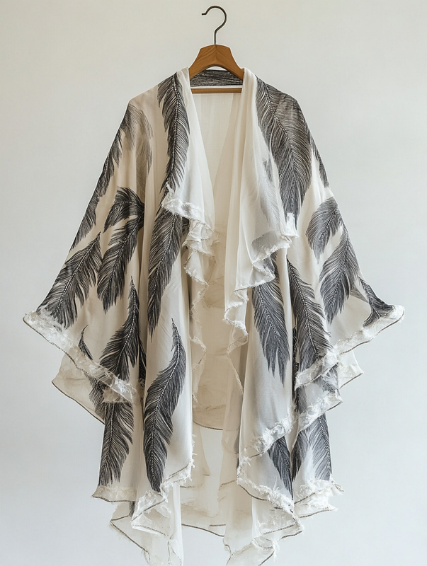 Summer original design elegant handmade feather kimono e447