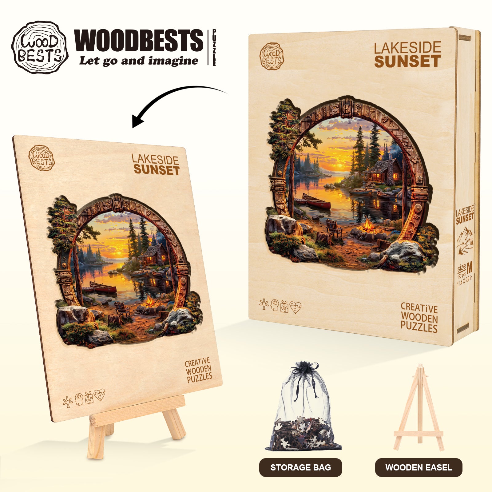 Lakeside sunset Wooden Jigsaw Puzzle