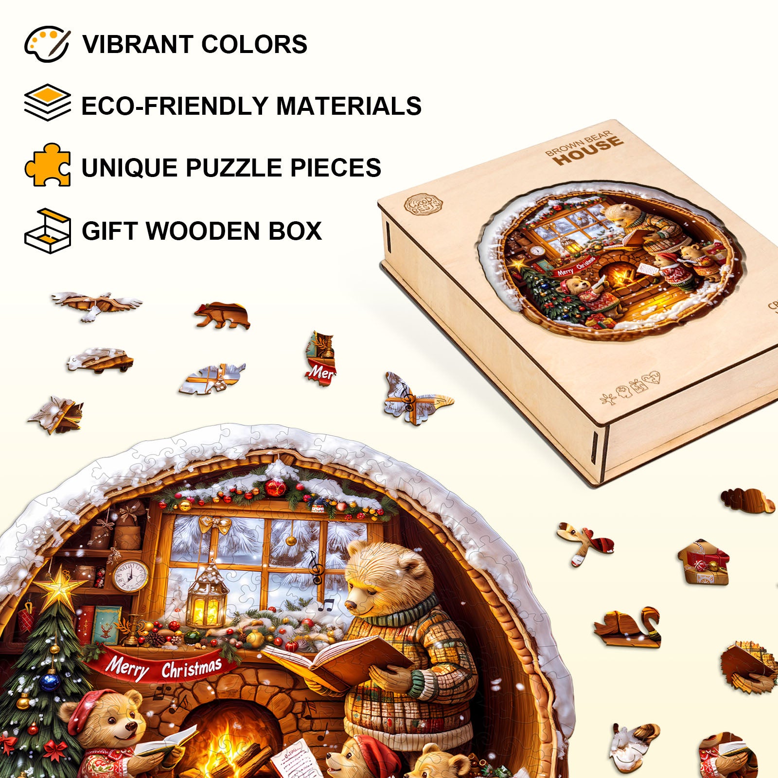 Brown Bear House Wooden Jigsaw Puzzle