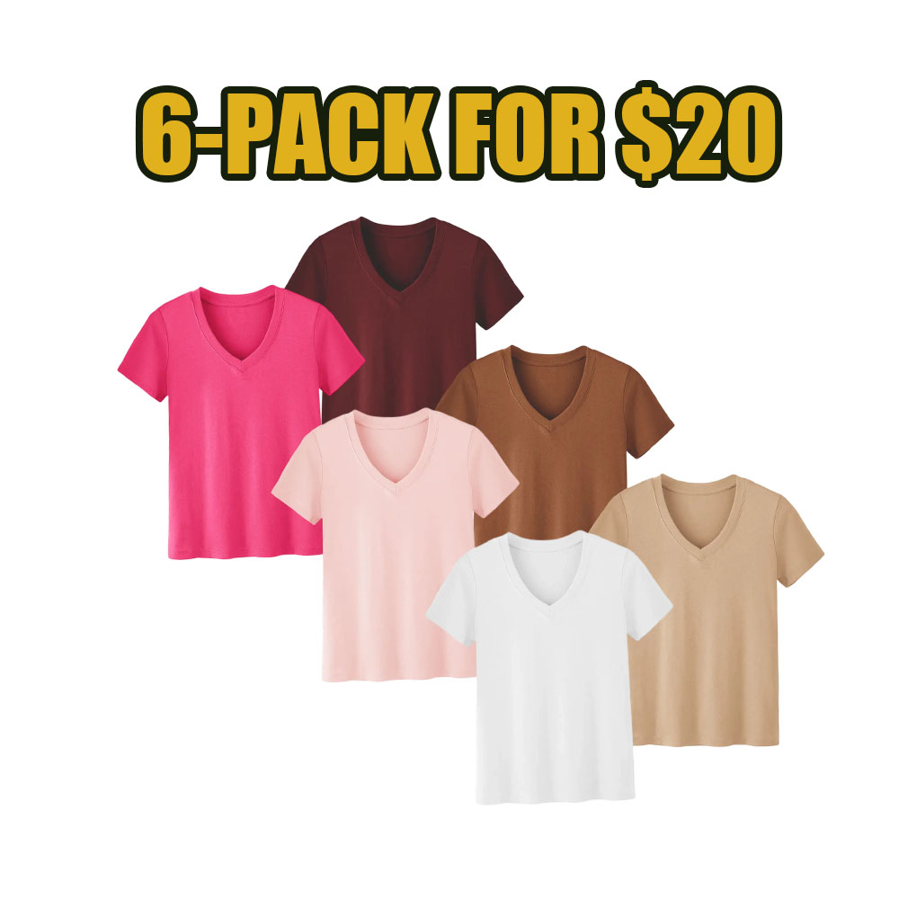 Everyday Comfort V-Neck Tees – Lightweight Loose Fit Basic Tops (1/3 Pack)