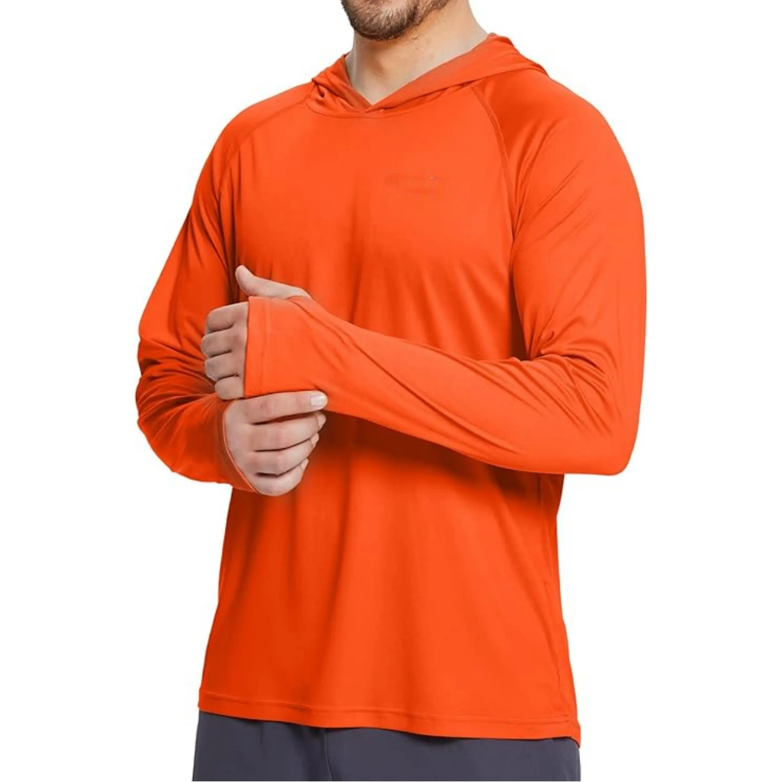 Men Sun Protection Hoodie Face Mask UPF50+ Long Sleeve Thumbholes UV SPF Shirt