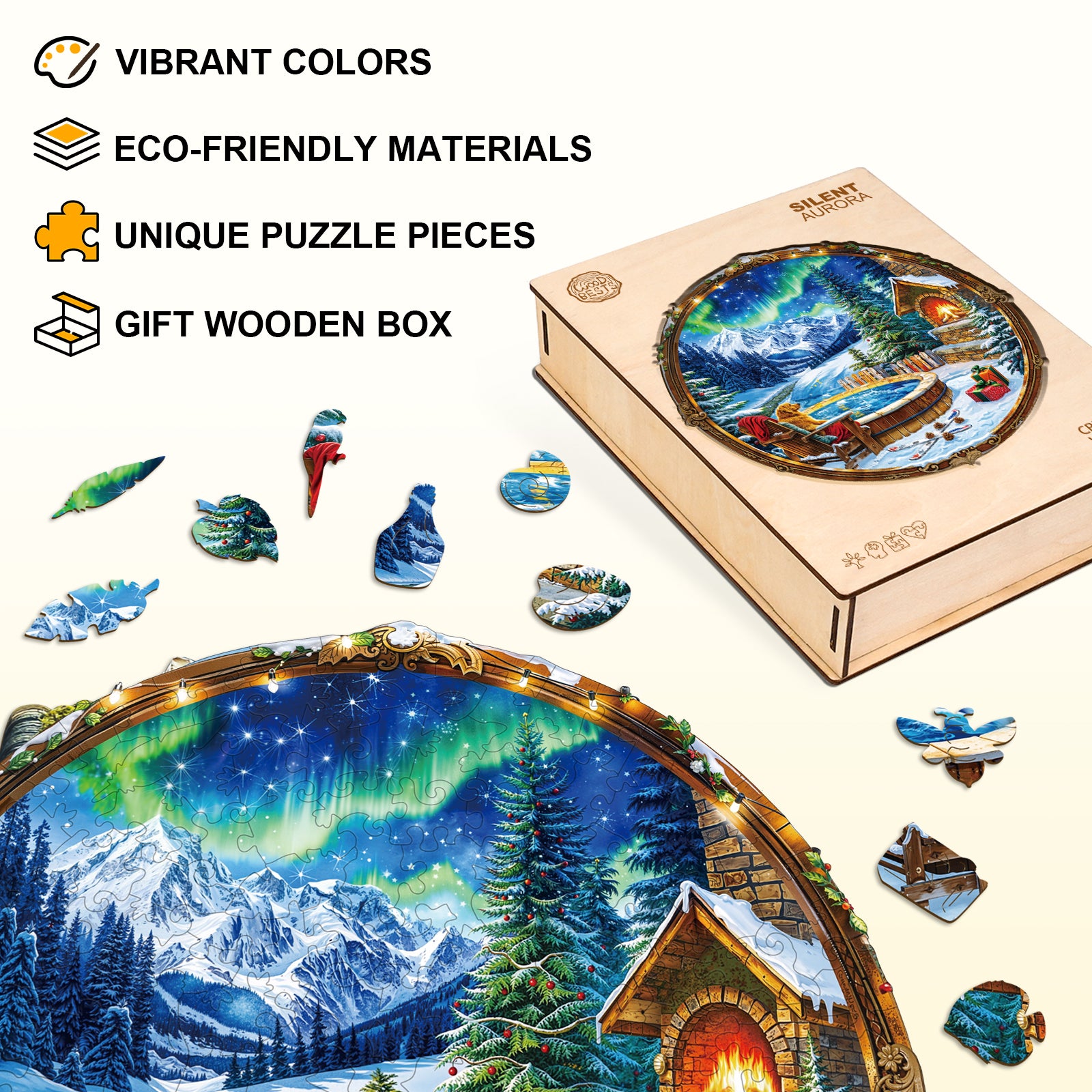 Silent Aurora Wooden Jigsaw Puzzle