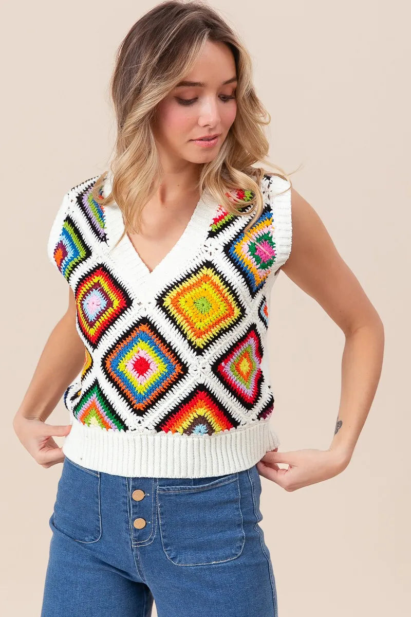 Diamond Granny Square Sweater Vest