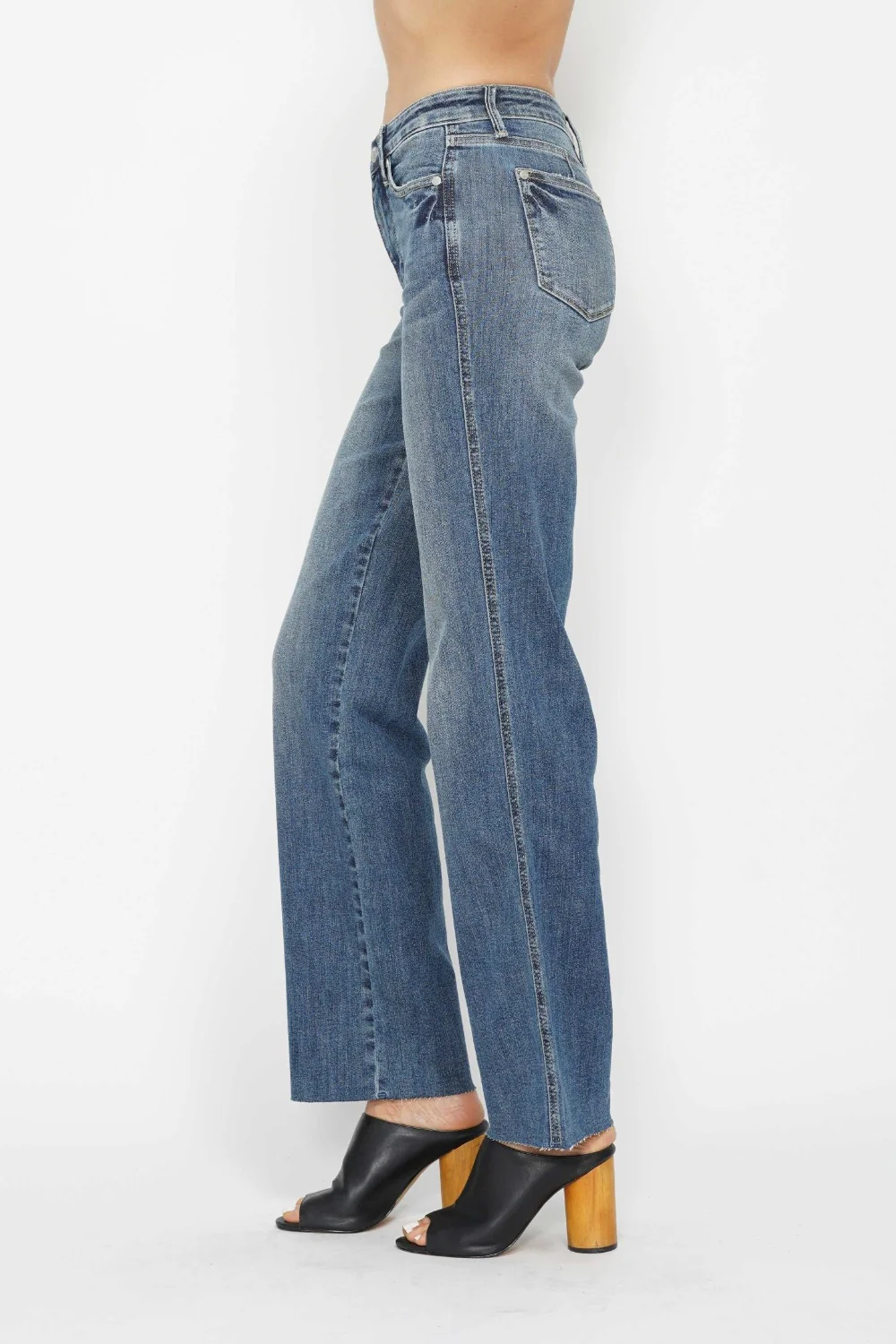 Blue Full Size Tummy Control Straight Jeans