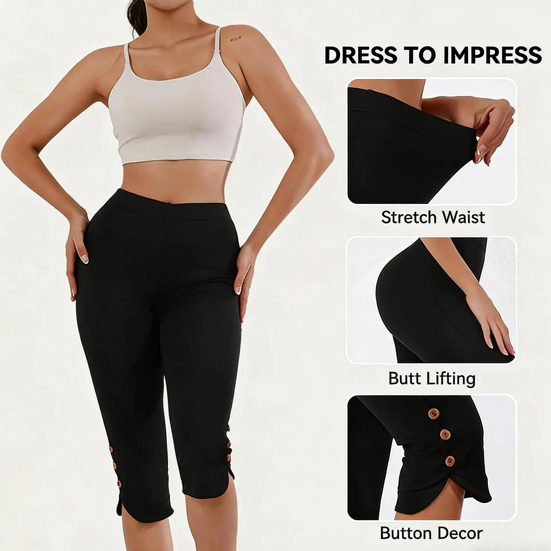 Women's High-Waisted Butt-Lifting Yoga Pants - 7/8 Length 4-Way Stretch