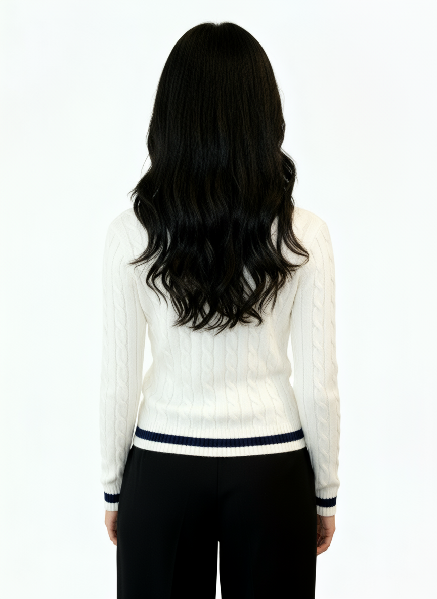 Women's Classic Cable-Knit V-Neck Sweater