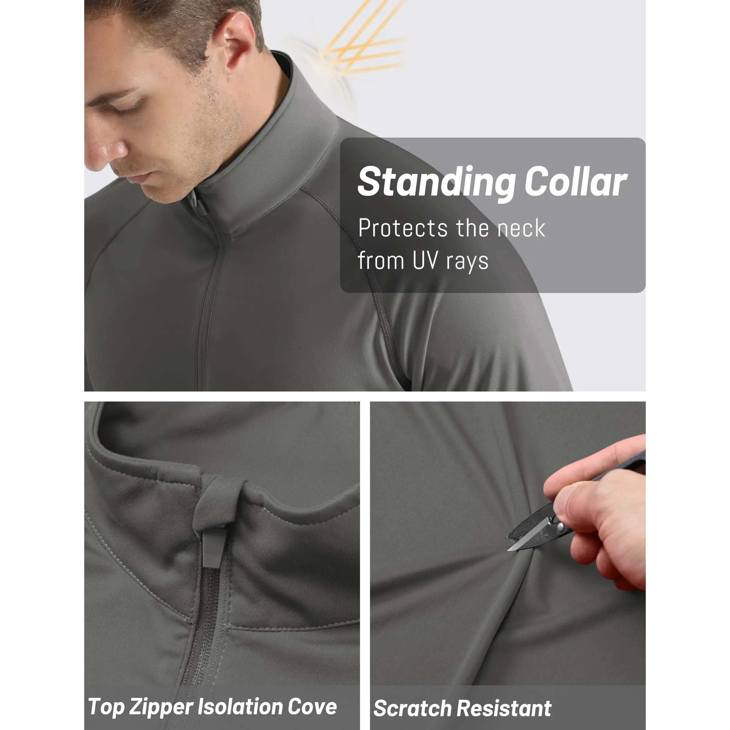 Men's 1/4 Zip Shirt UPF 50+ Quick Dry Lightweight Long Sleeve