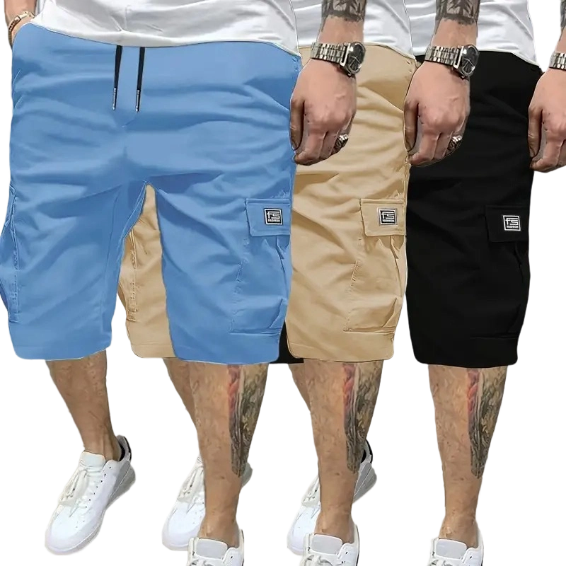 Men's Casual Shorts Set with Slanted Pockets