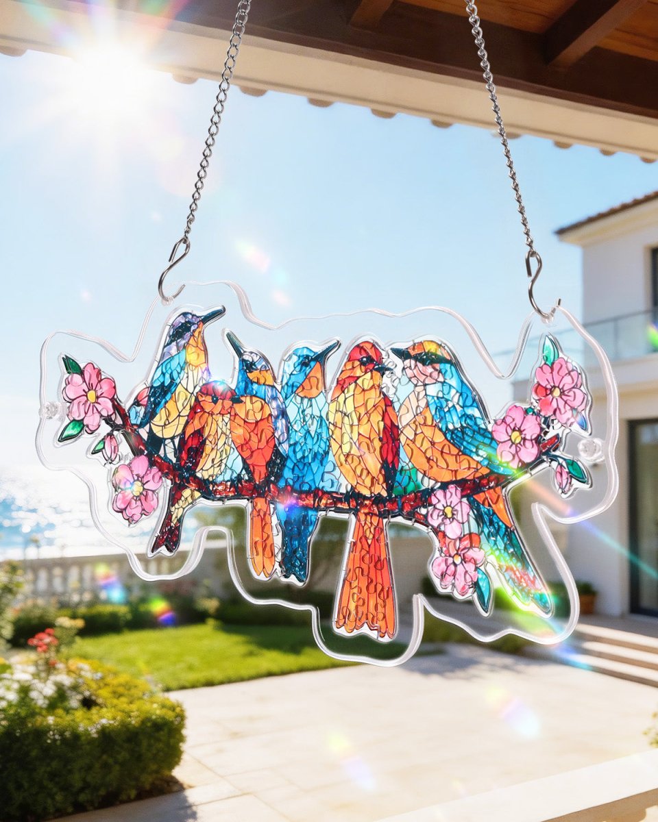 Acrylic Jigsaw Puzzle Suncatcher - Blossom Songbirds