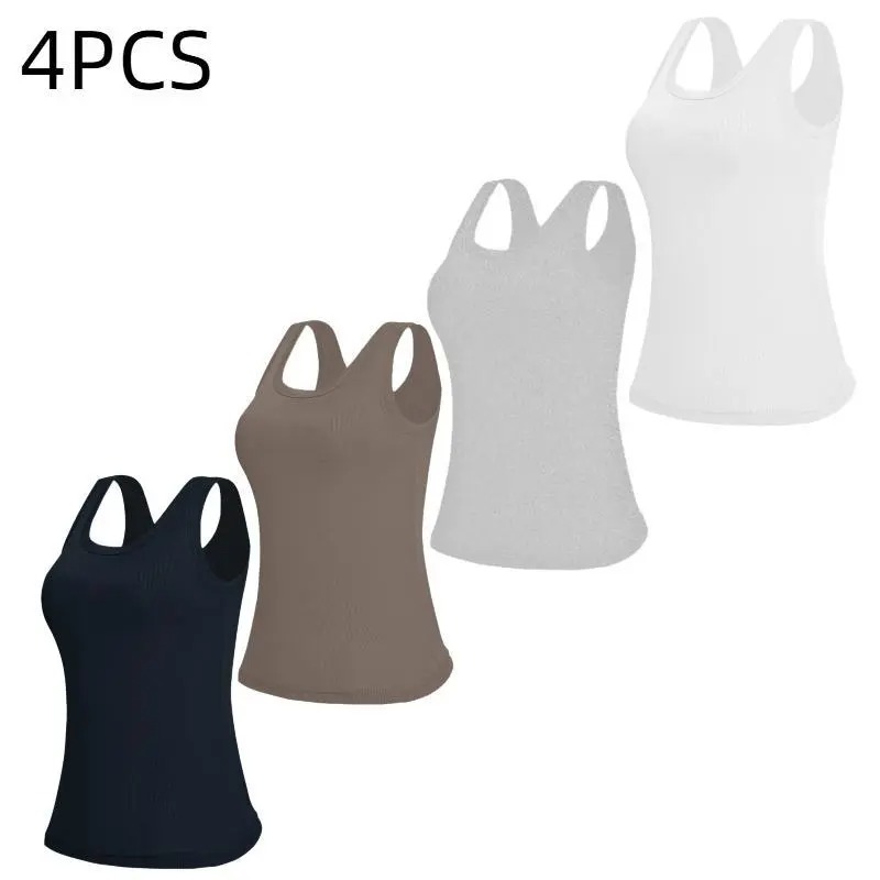 Women's Ribbed Scoop Neck Sports Tank with Built-in Bra