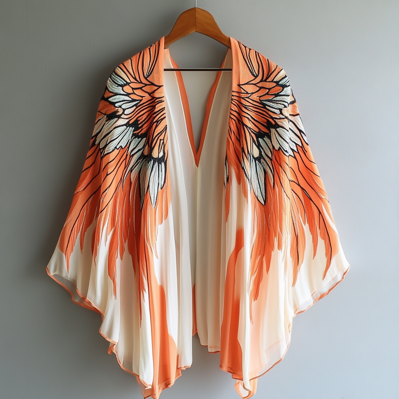 Summer original design elegant handmade wings print cardigan a975