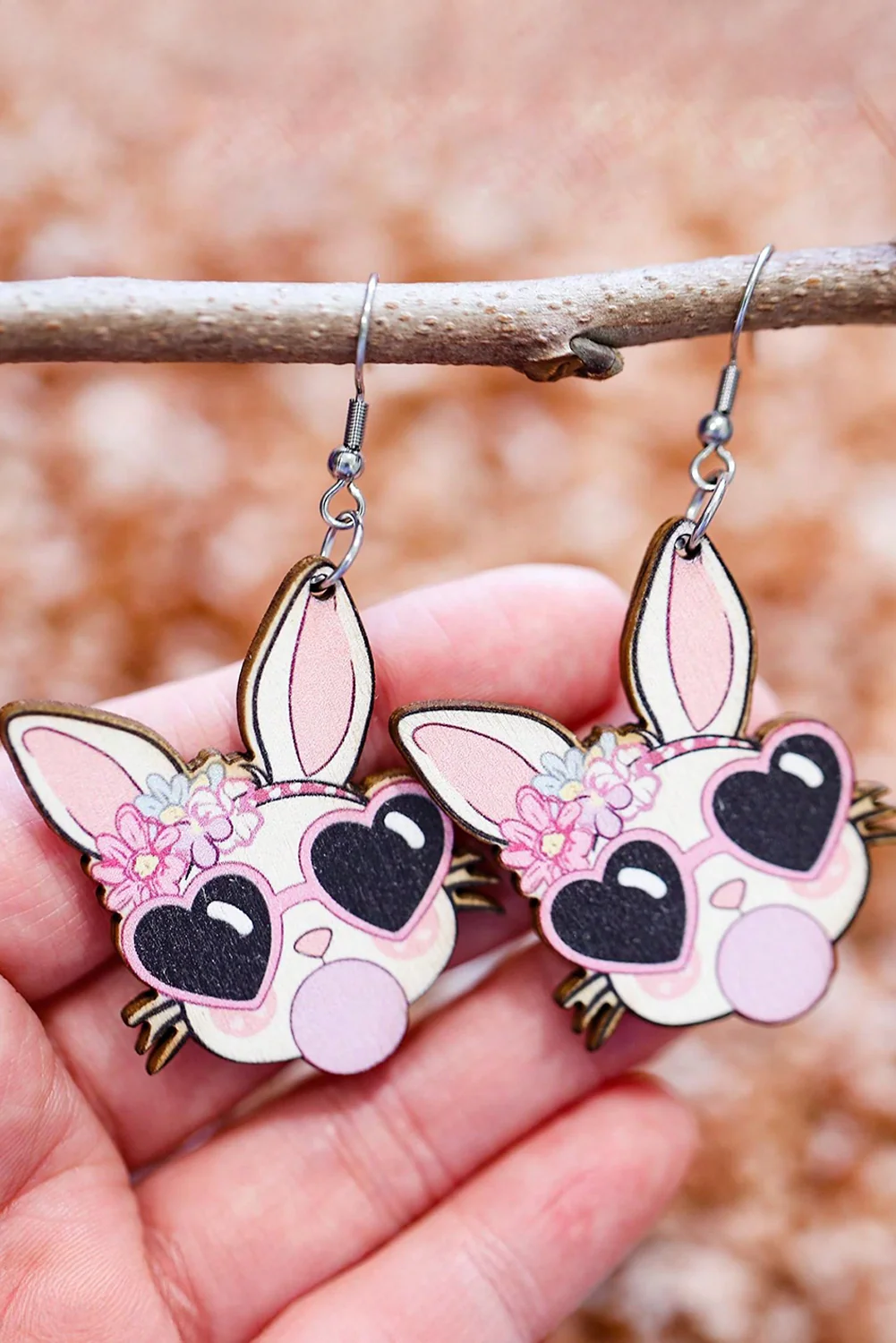 Light Pink Easter Rabbit Hook Dangle Earrings