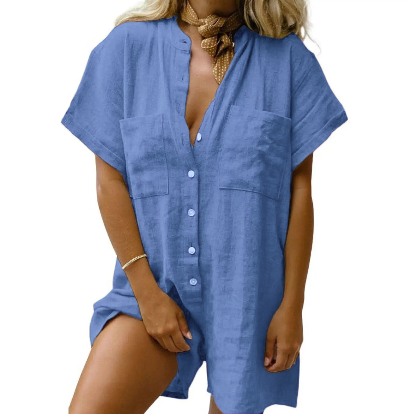 Women Summer Shorts Romper Button Down Wide Leg Cotton Linen Shortalls Jumpsuit