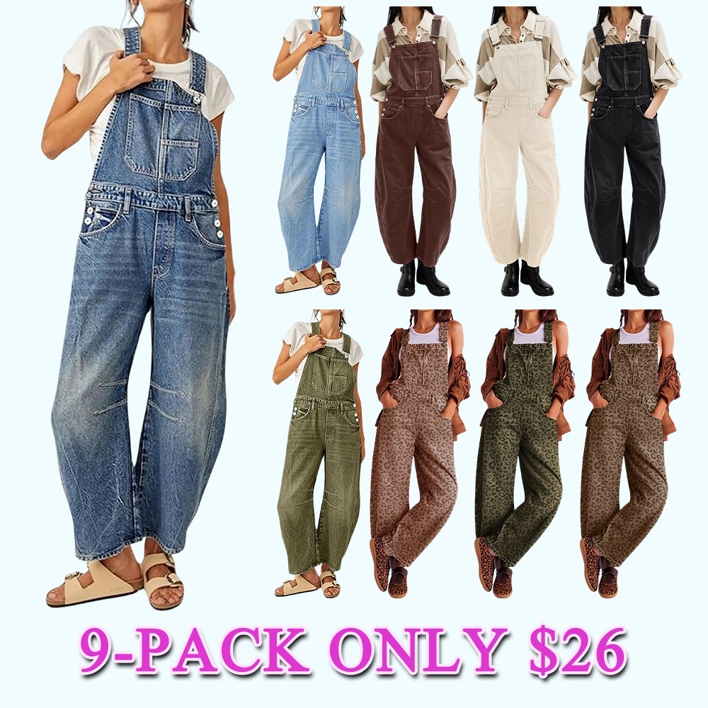 Women's Y2K Wide-Leg Denim Overalls