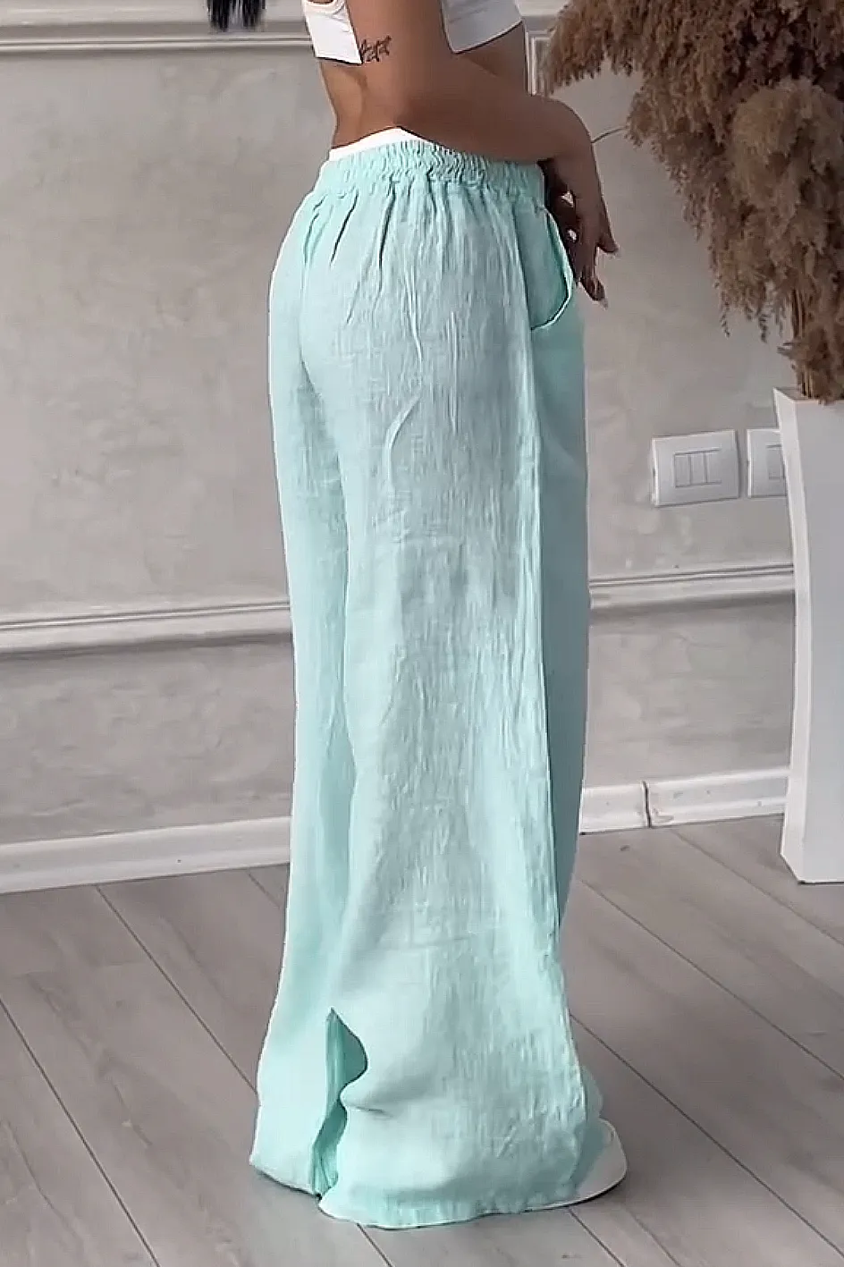 Women'S Solid Color Cotton And Linen Casual Trousers