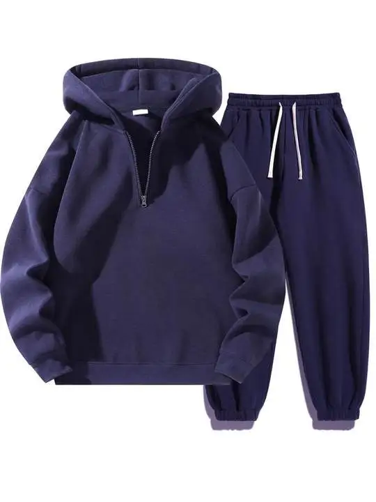 Unisex Zipper Hoodie & Sweatpants Set – Casual Fall Winter Outfit