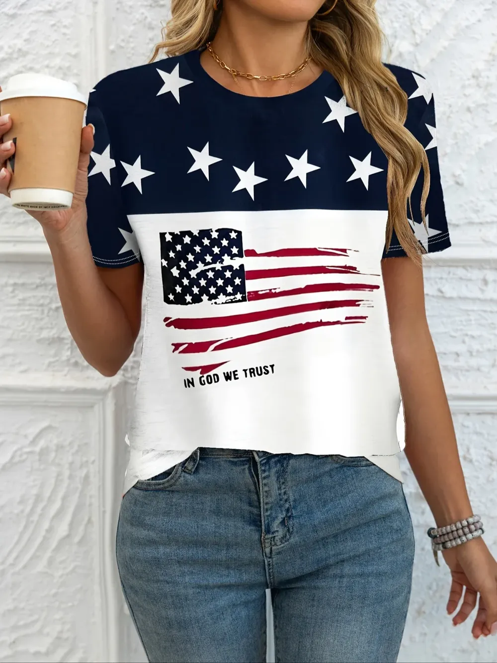 Casual Star Crew Neck Short Sleeve T-shirt