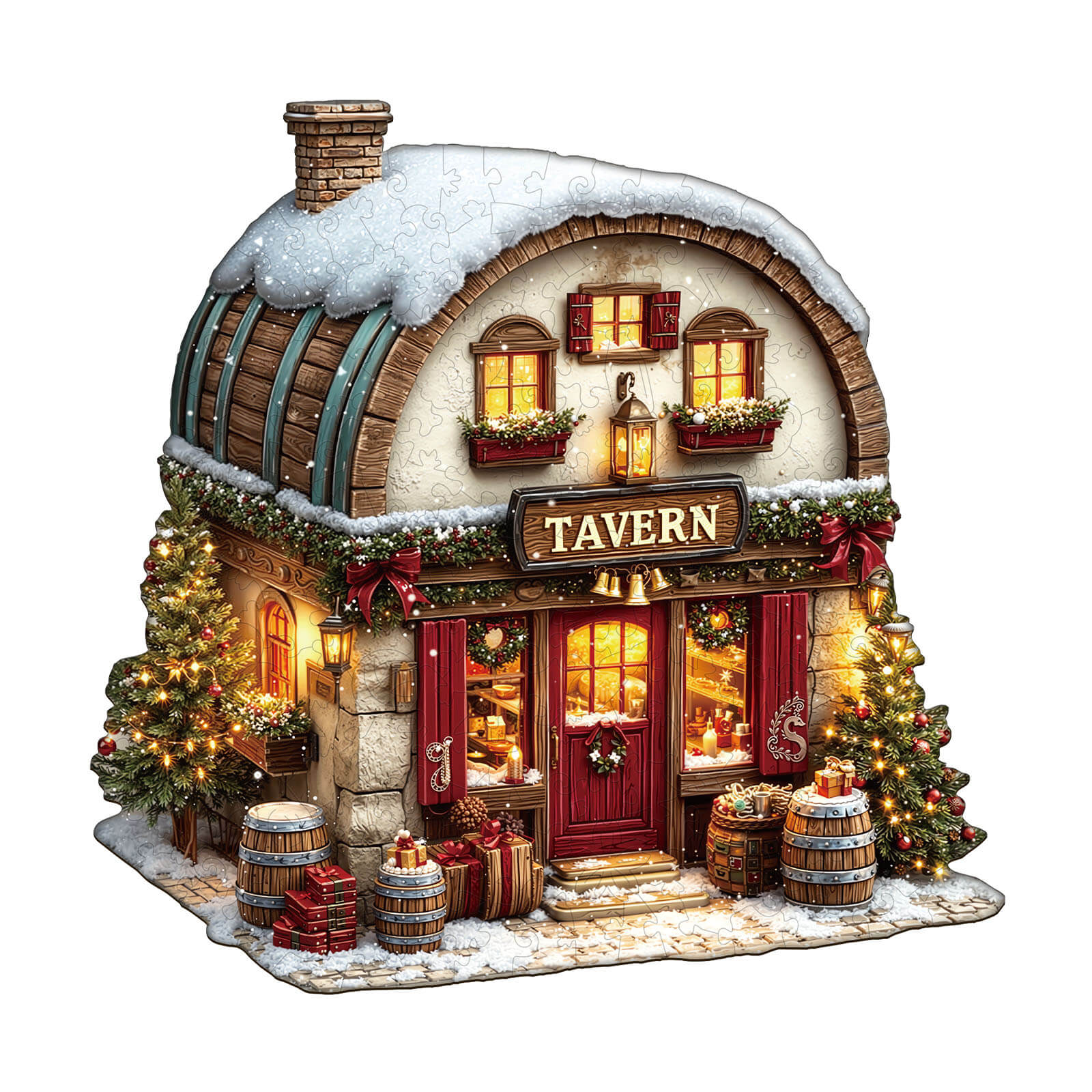 Christmas Tavern Wooden Jigsaw Puzzle