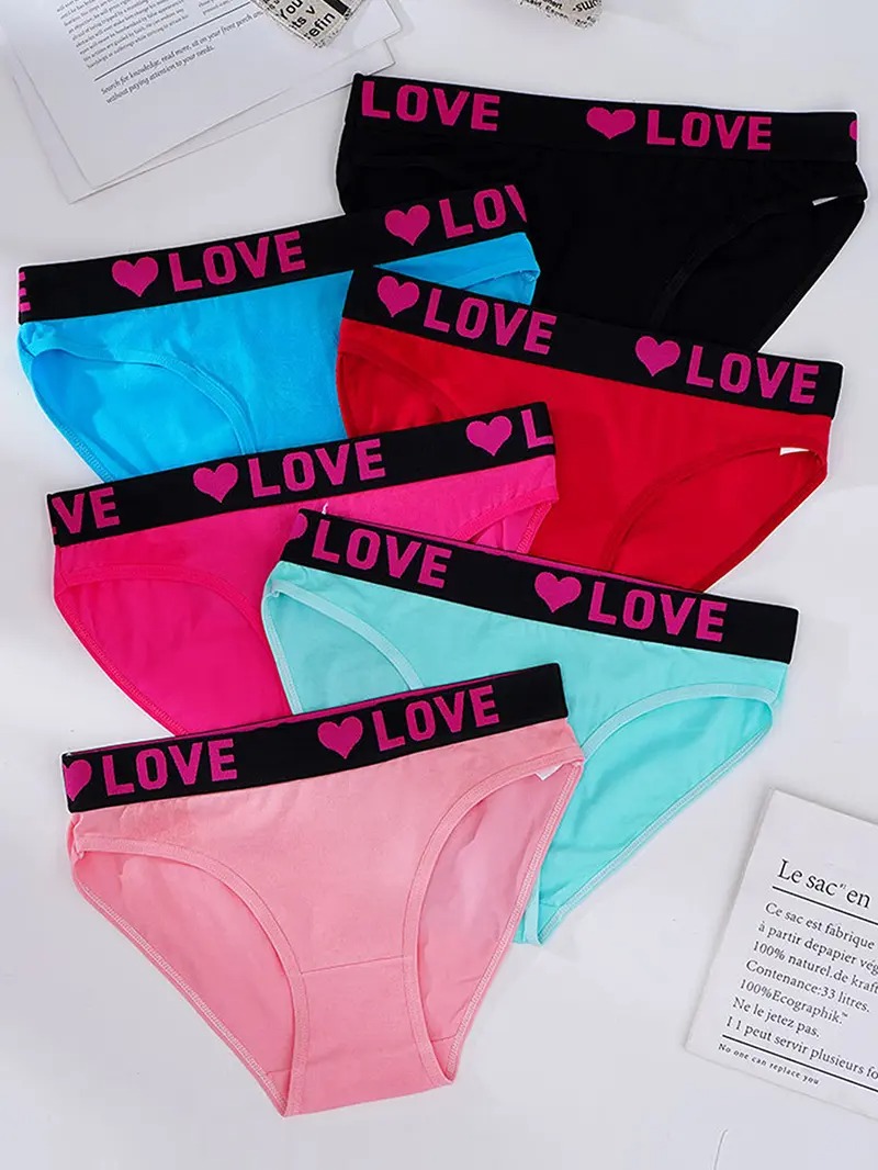 24 Pack High Rise Comfortable Casual Panties Set - Women's Plain Letter Tape Panties for Everyday Wear