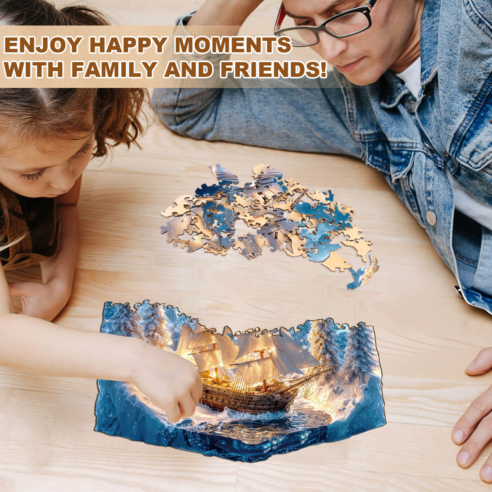 Frozen Pirate Ship Wooden Jigsaw Puzzle