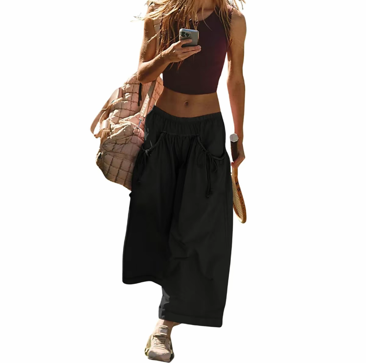 🌸Women's Boho Wide Leg Track Pants – Lightweight, Quick-Dry, Y2K Style Hiking Capris 🌿
