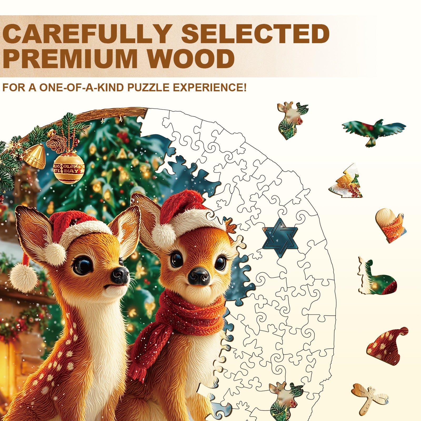 Christmas Deer Combination Wooden Jigsaw Puzzle