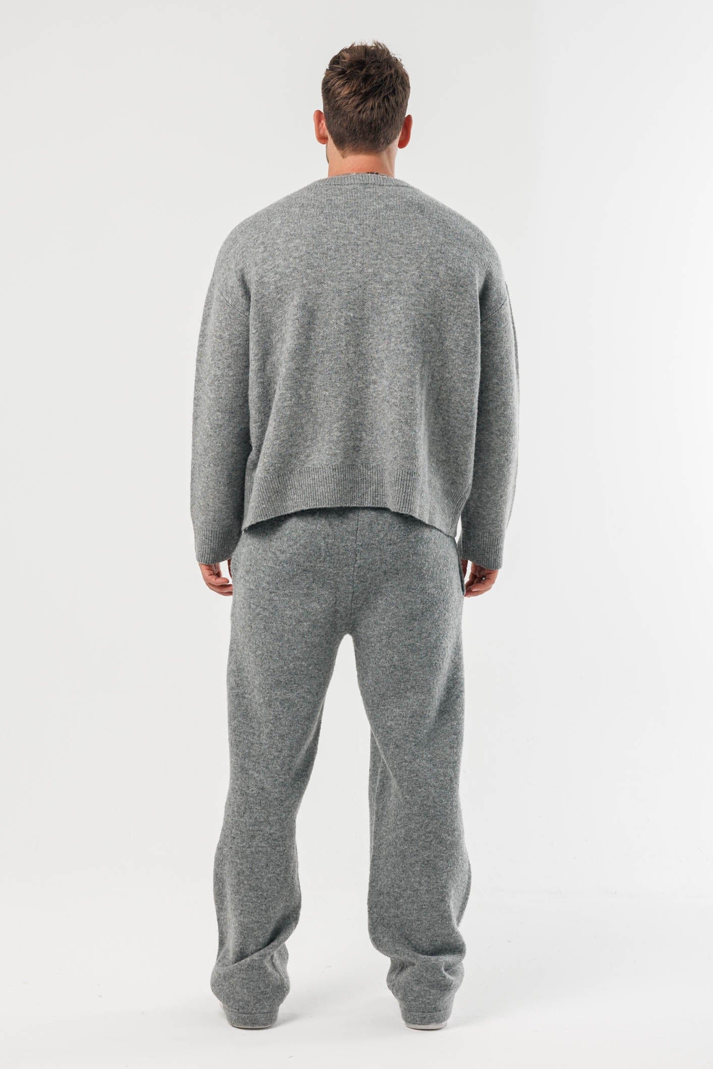 Classic Grey Marl Knit Sweater — Long Sleeve Knit Top