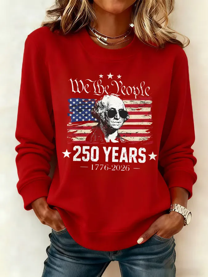 Ladies' Leisure 250th Anniversary National Day Celebration Round Neck Hoodie