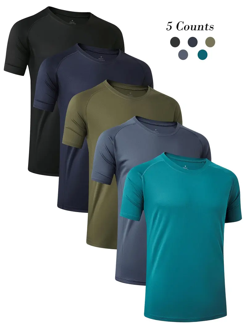 🔥Men’s Quick-Dry Athletic Tees – 5-Pack Only $24!