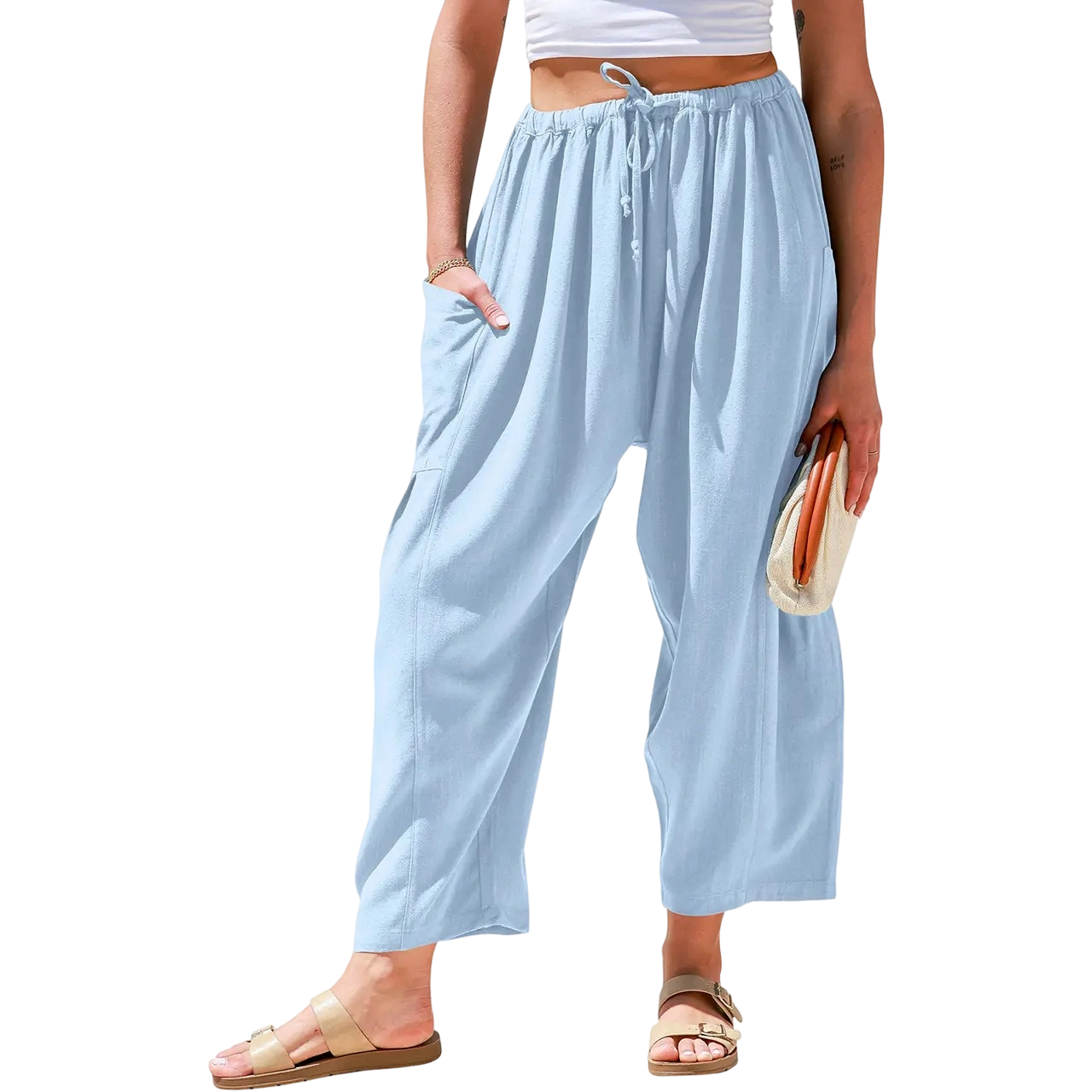 Women’s Linen Blend Wide-Leg Pants