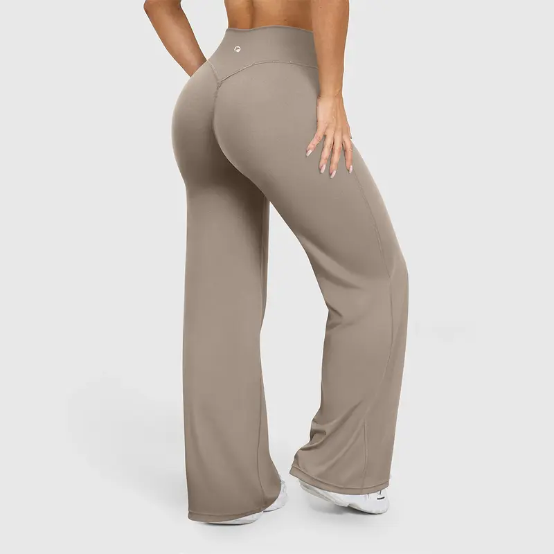 Women's Casual Pants - High-waisted Loose-Fitting Casual Pants - Comfortable and Elastic Loose Pants with Stretchy Material - Straight Leg Hem