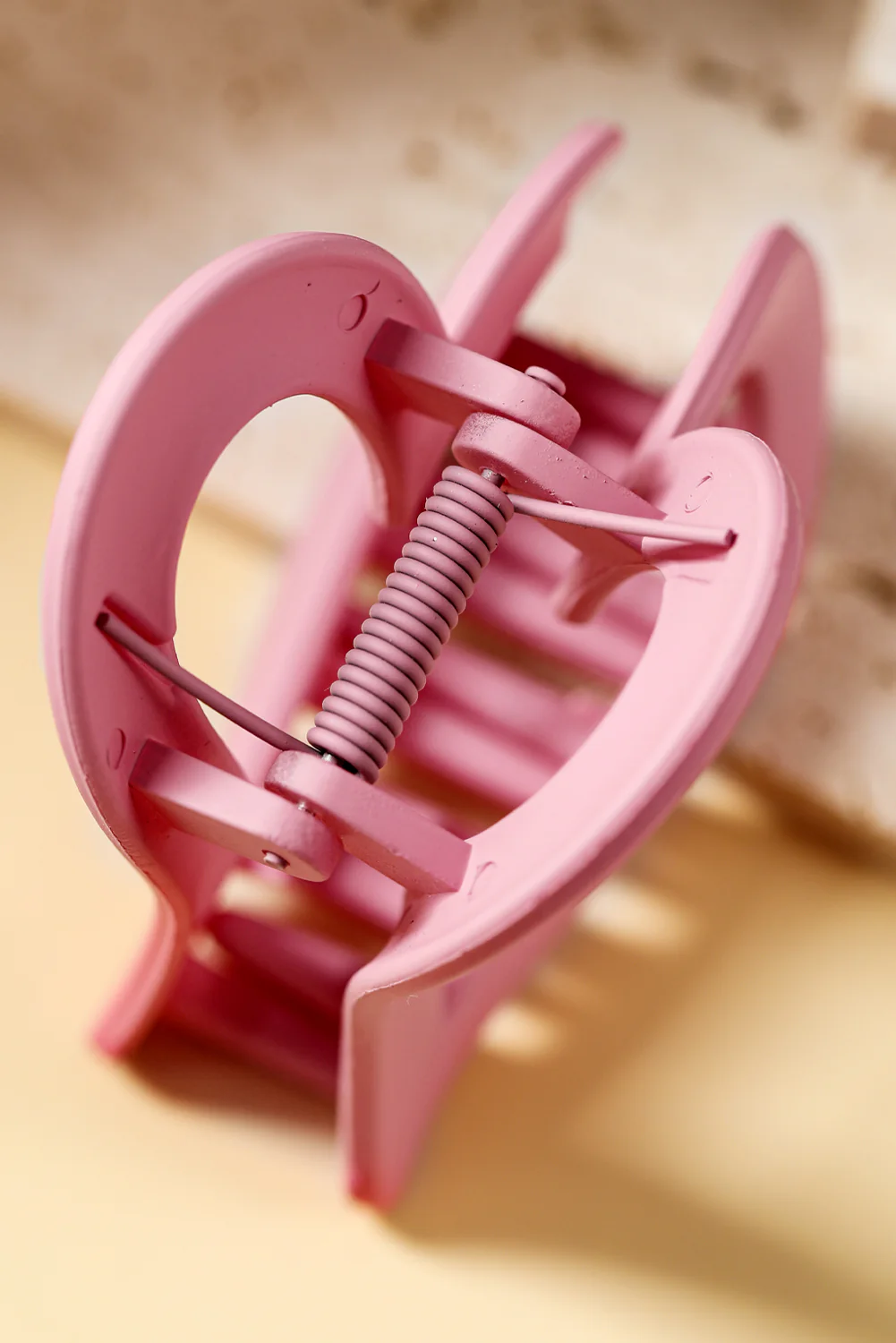 Light Pink Cutout Heart Shape Frosted Small Hair Clip