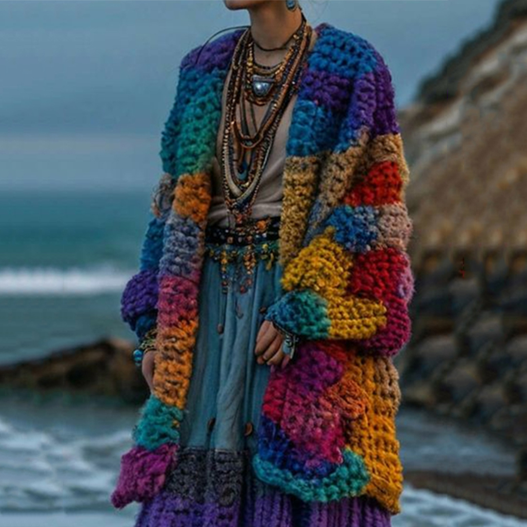 Women's Rainbow Pattern Print Cardigan 09ab