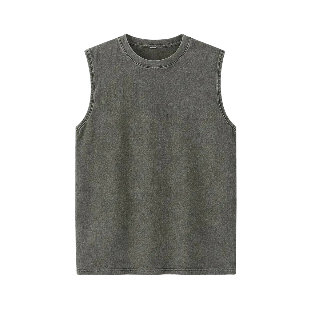 Men's Oversized Sleeveless Vest - Vintage Heavy Cotton Washed Loose Fit Athletic Tee