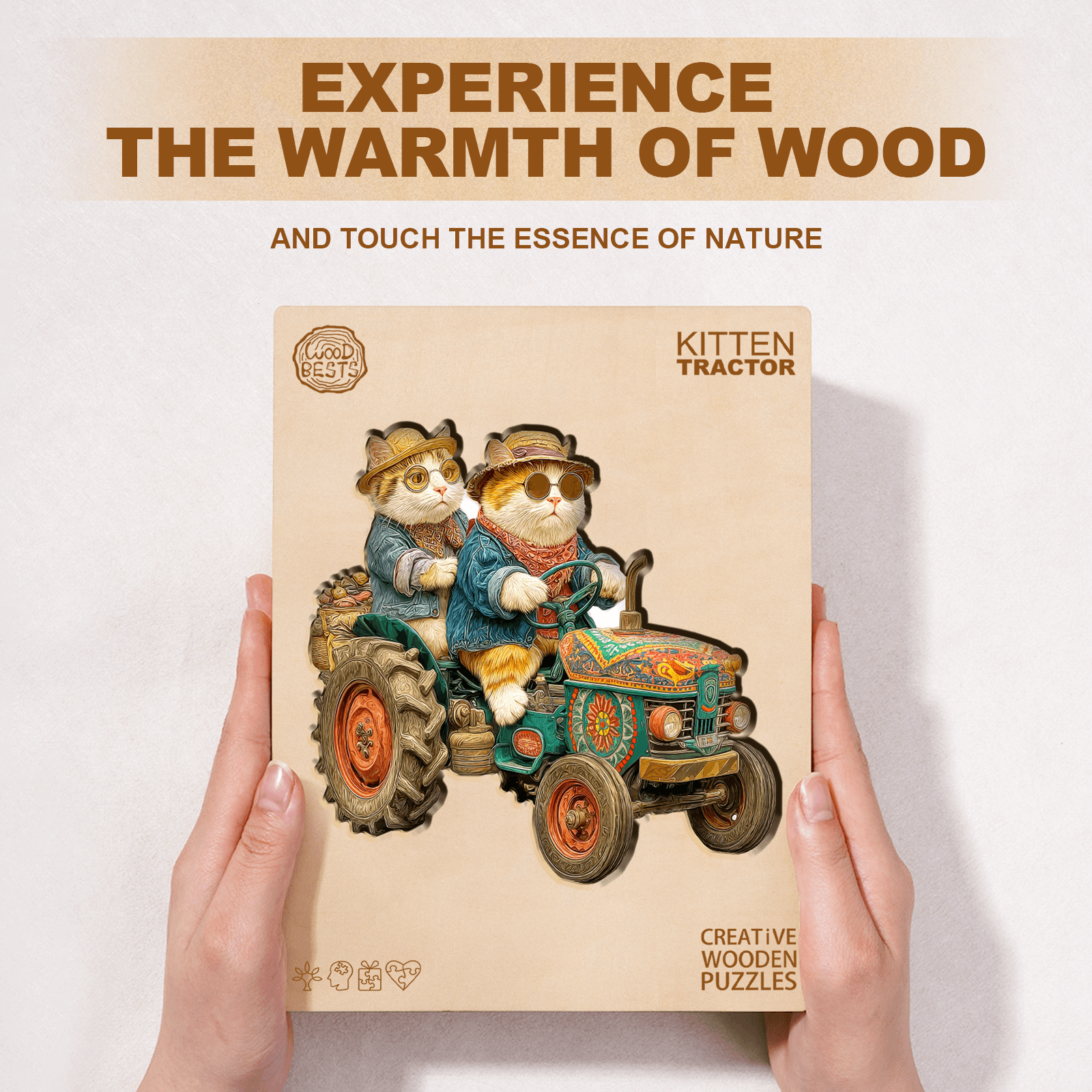 Kitten Tractor Wooden Jigsaw Puzzle