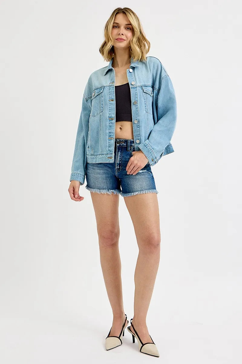 Washed Dropped Shoulder Denim Jacket
