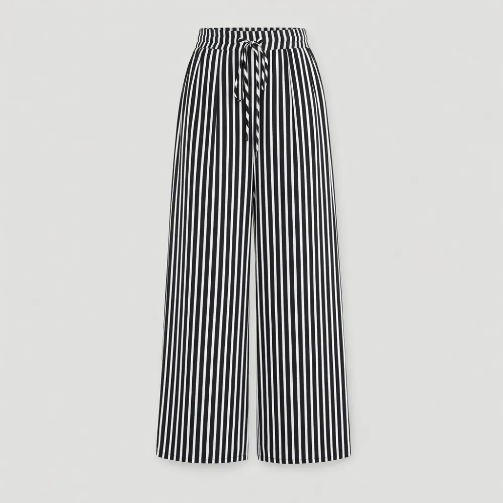 Women’s Striped Elastic Waist Wide Leg Palazzo Pants