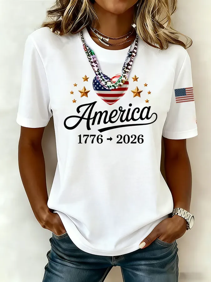 Women'S Casual American 250th Anniversary Commemorative Printed Shirt