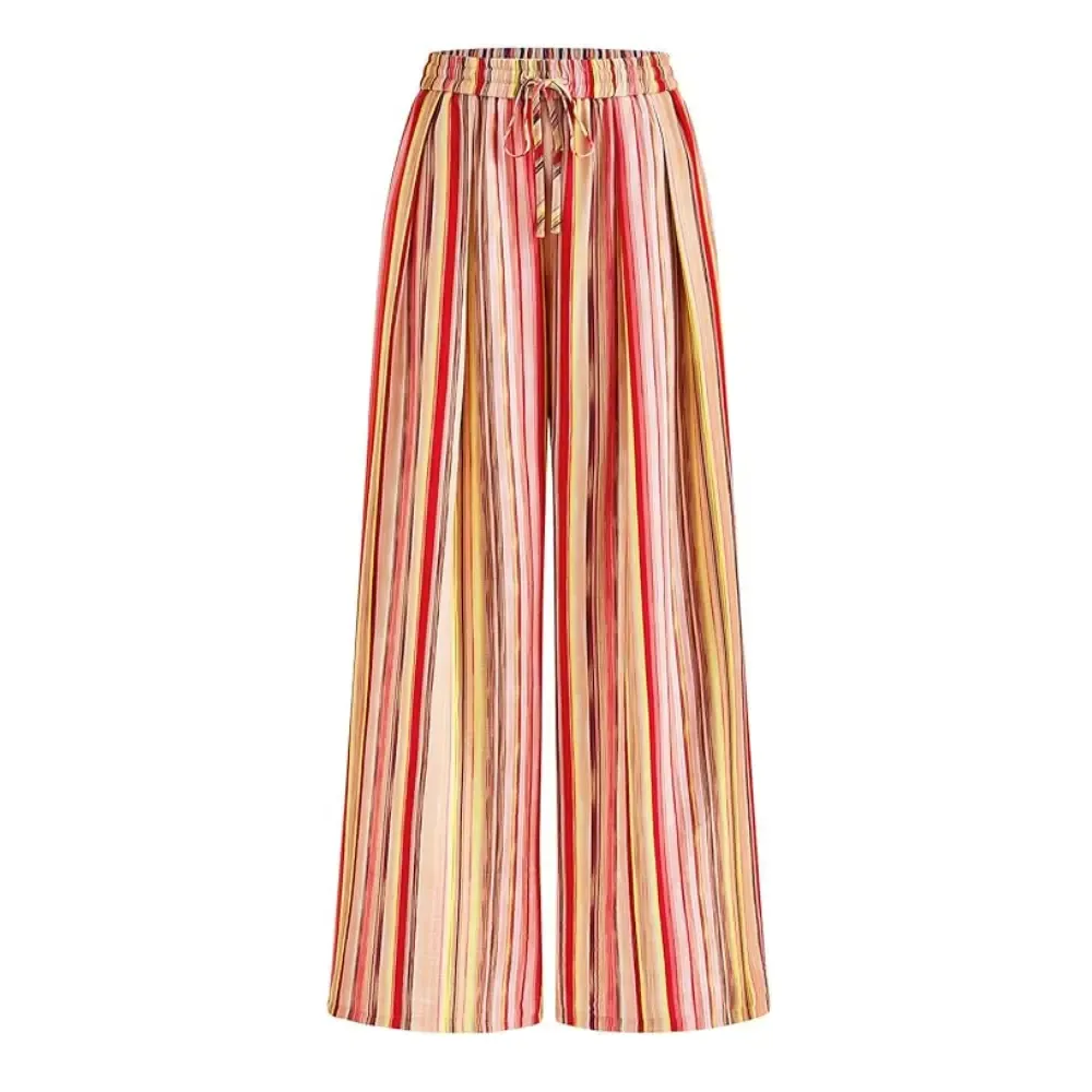 Women’s Striped Elastic Waist Wide Leg Palazzo Pants