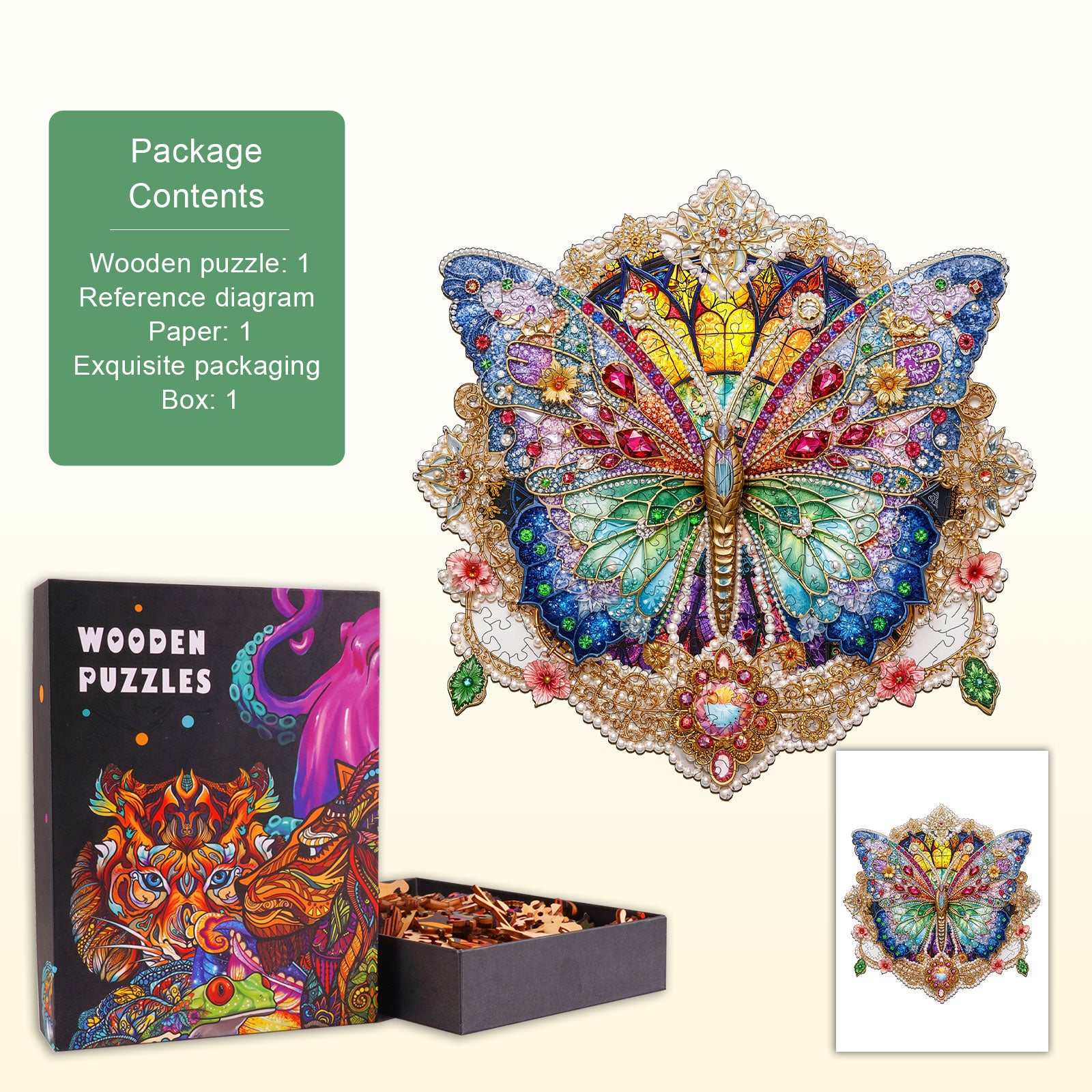 Gem Butterfly Wooden Jigsaw Puzzle