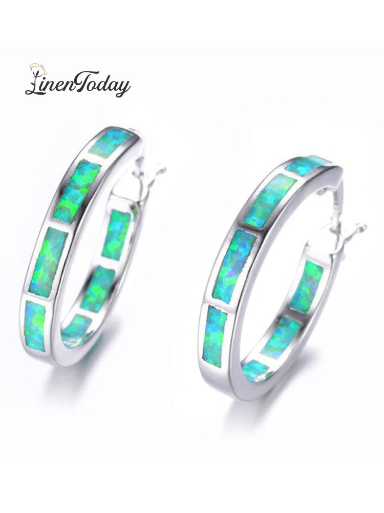 Fashion Opal Round Earrings Everyday Versatile