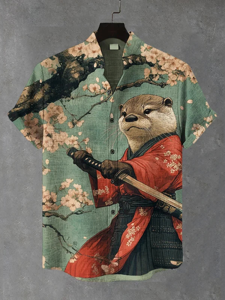 Men's Otter Warrior Training Art Print Casual Shirt