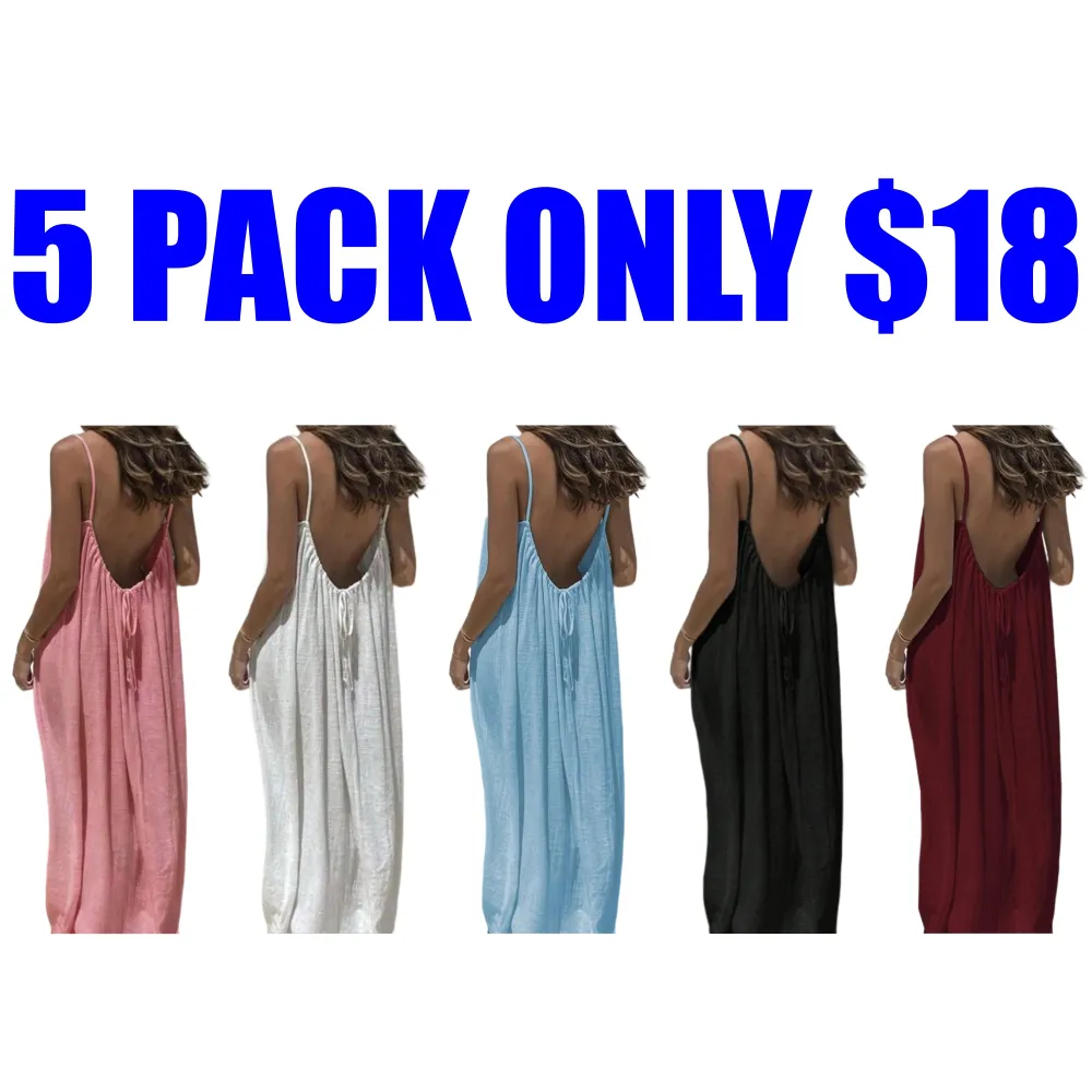 Women's Solid Color Backless Cami Dress
