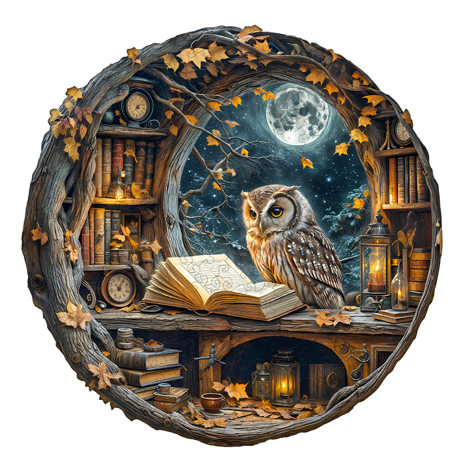 Moonlit Reader Wooden Jigsaw Puzzle