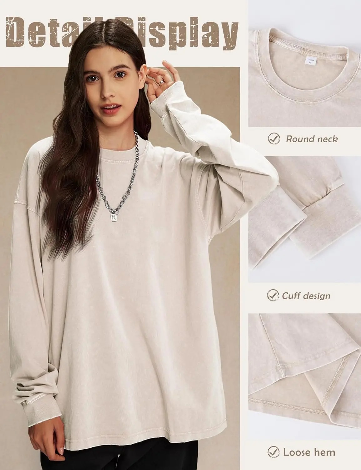 Unisex Acid Wash Long Sleeve T-Shirt