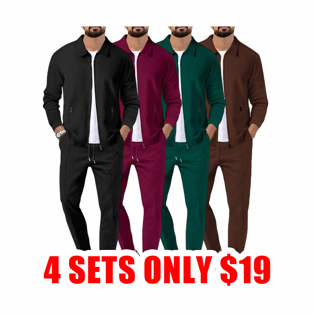 Men’s Tracksuit Set – Zip Up Jacket & Drawstring Pants