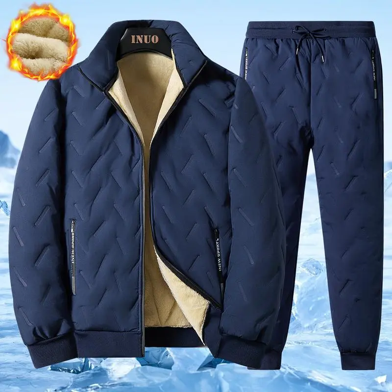 Men’s Fleece-Lined Winter Jacket & Vest Set – Warm, Windproof, Thickened Cotton Coat