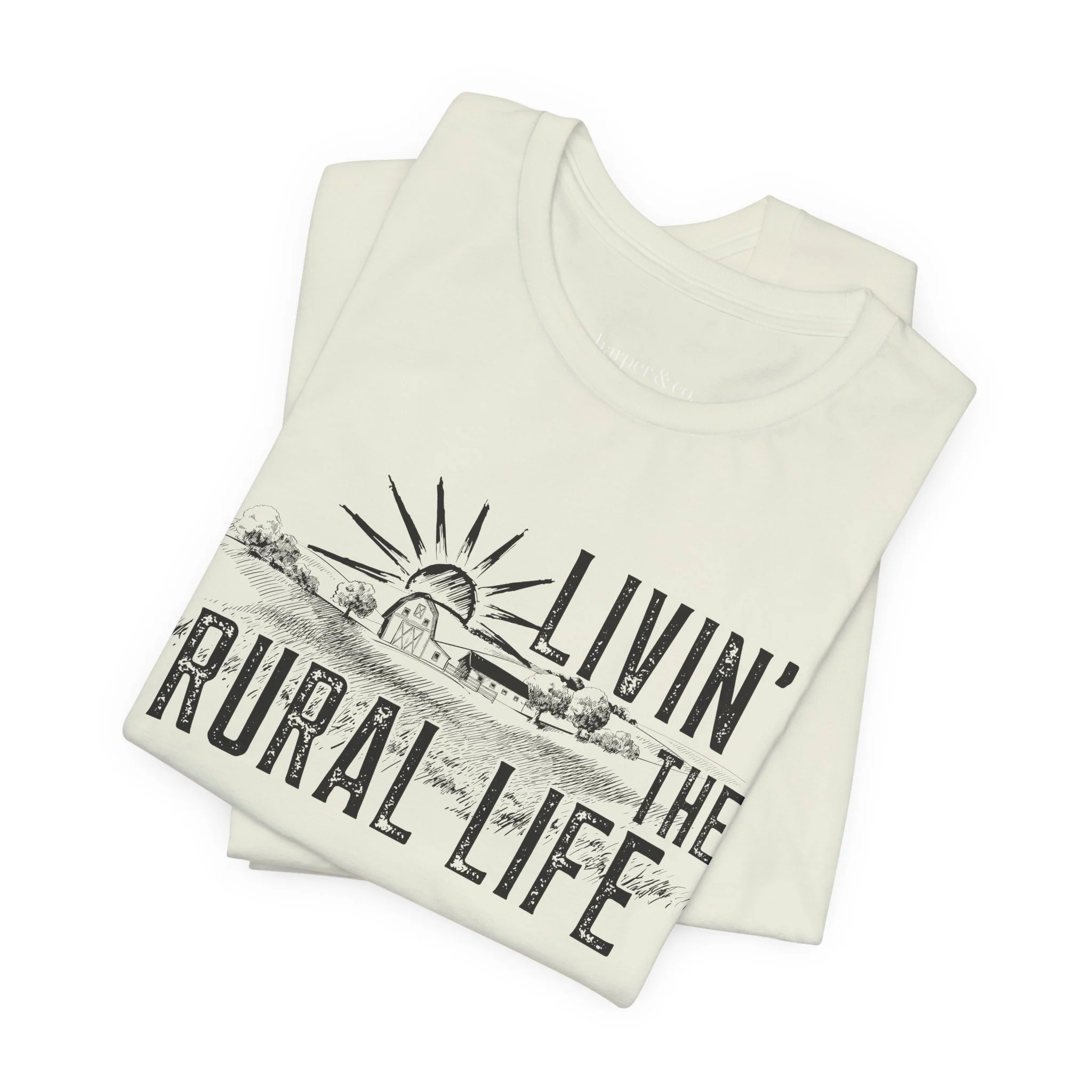 Living the Rural Life (black graphic) Bella Canvas Unisex Jersey T-Shirt - Multiple Colors
