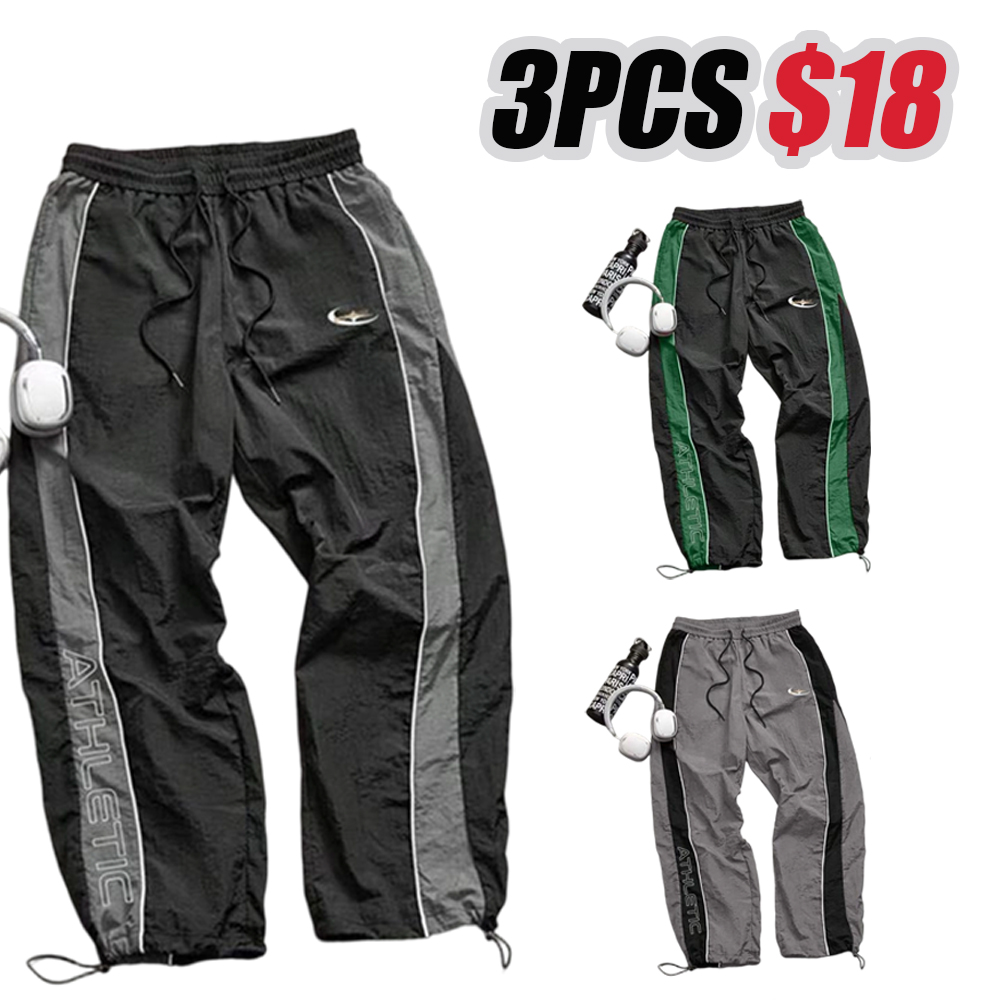 Men's Casual Sporty Long Pants, Loose Fit Elastic Cuff, Fashionable Print, Lightweight Fabric, Perfect for Daily Wear