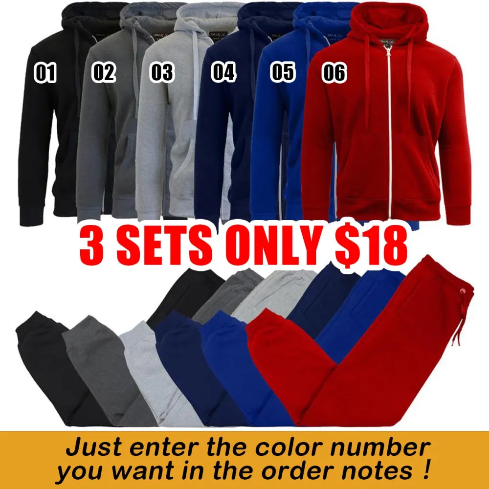 Boys’ Fleece-Lined Hoodie & Jogger Set, Multipack